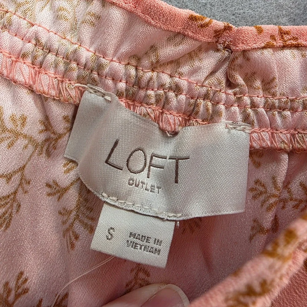 Ann Taylor LOFT Women's Salmon Floral Frill Strap Wide Leg Jumpsuit NEW sz Small - Picture 4 of 6
